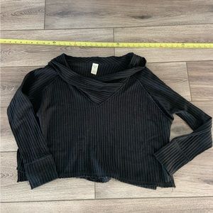 Free People Black waffle knit top L